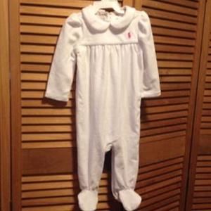 Ralph Lauren White Velour Jumpsuit